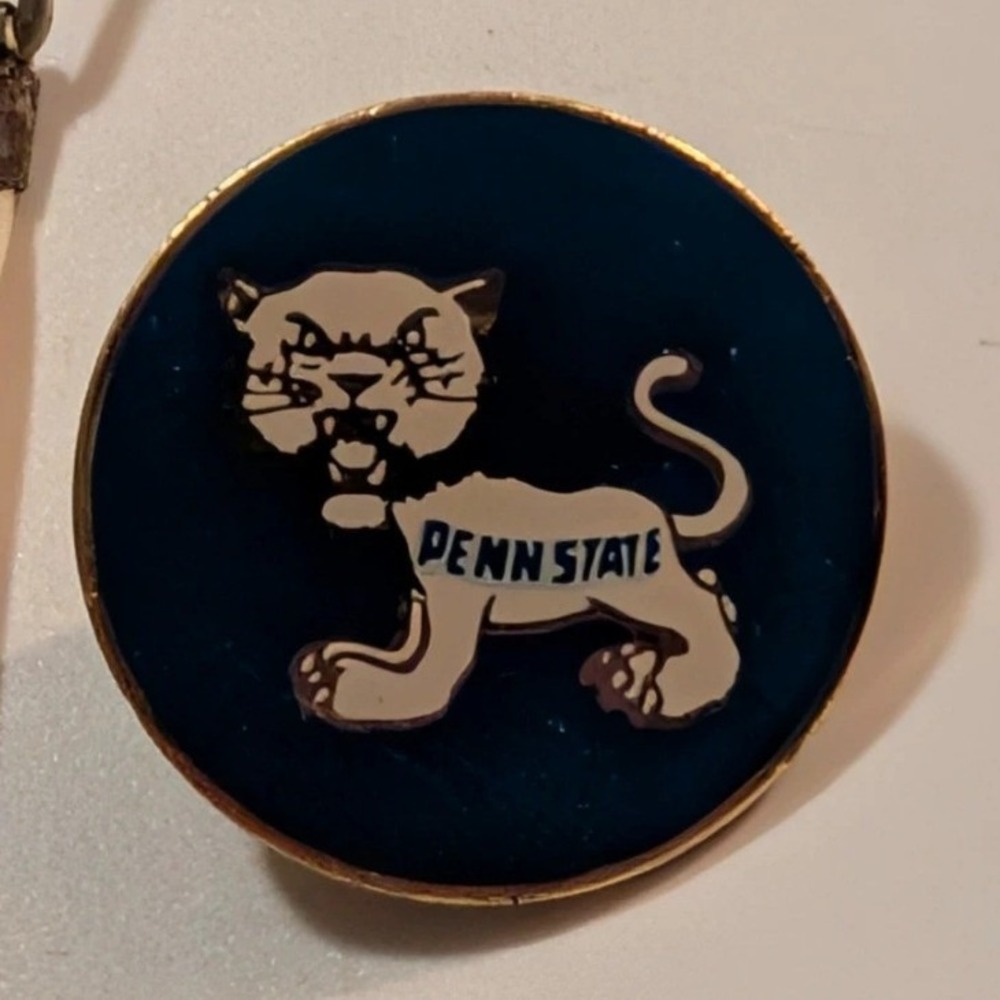 Vintage Penn State Nittany Lions Lapel Pin Navy Blue Enamel Mascot Logo GoldTone